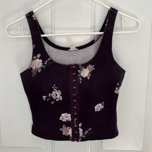 Garage: tank top, floral print, burgundy, size S
